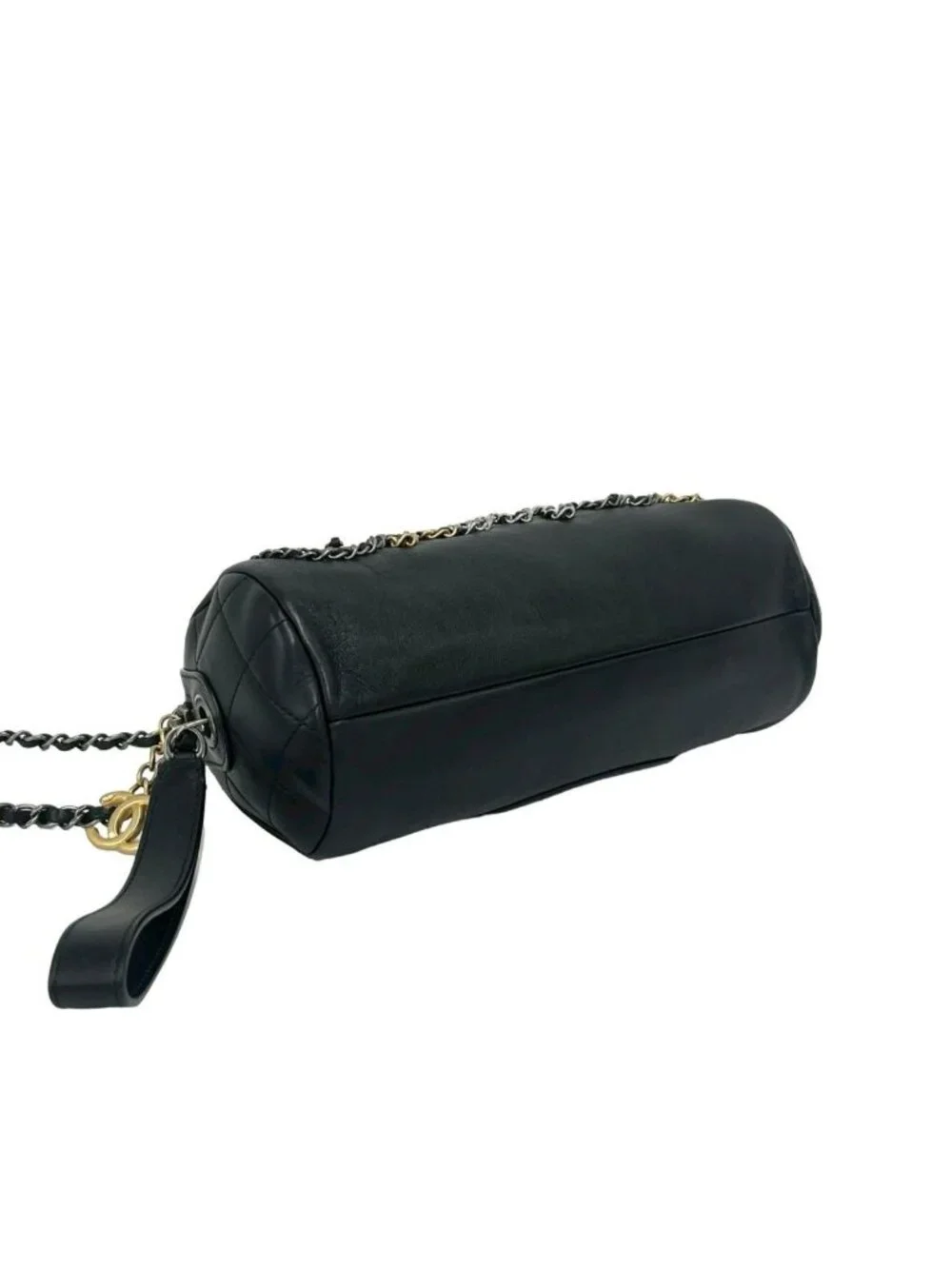 Chanel With Card Quilted Logo Chain Lambskin Leather Shoulder Bag Black